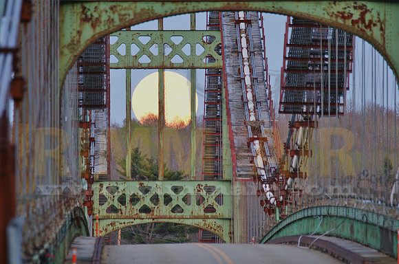 Historic Waldo-Hancock Bridge with "Supermoon" Rising